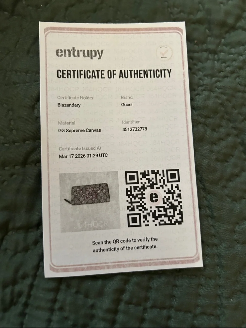 Gucci Beige GG Supreme Wallet with Red and Black Snake Motif - Picture 8 of 12